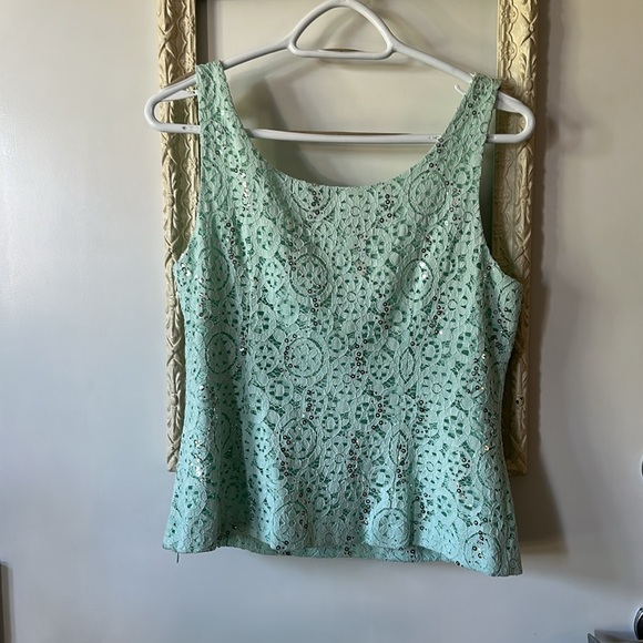 ALEX EVENINGS |  Light Green Lace Two Piece Set Dress - Picture 8 of 15